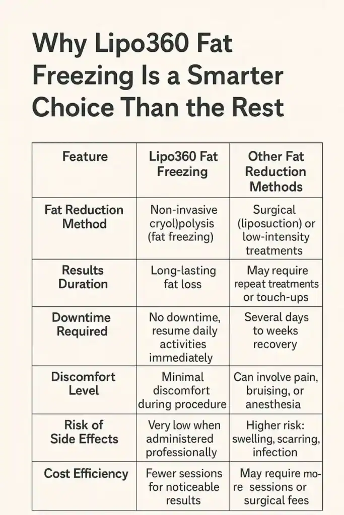 Is it possible to permanently freeze fat cells? 2 Table showing benefits of fat freezing to remove fat cells Port Glasgow from Lipo 360