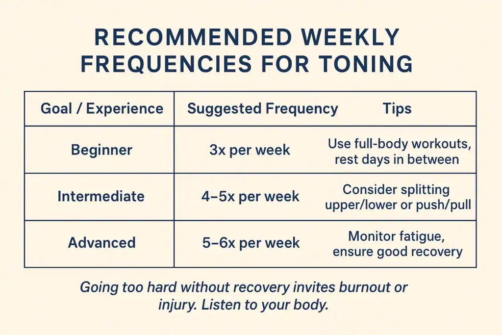 Achieving the Perfect Tone: How Often Should You Exercise for Results? 2 Graphic to show how often you should do exercise to help with toning Port Glasgow